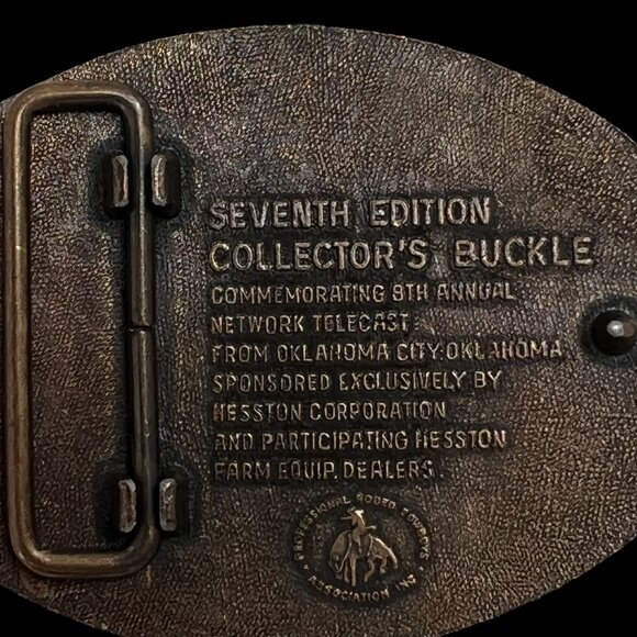 Vintage 1981 Brass Hesston National Finals Rodeo 7th Edition Belt Buckle - Picture 4 of 4